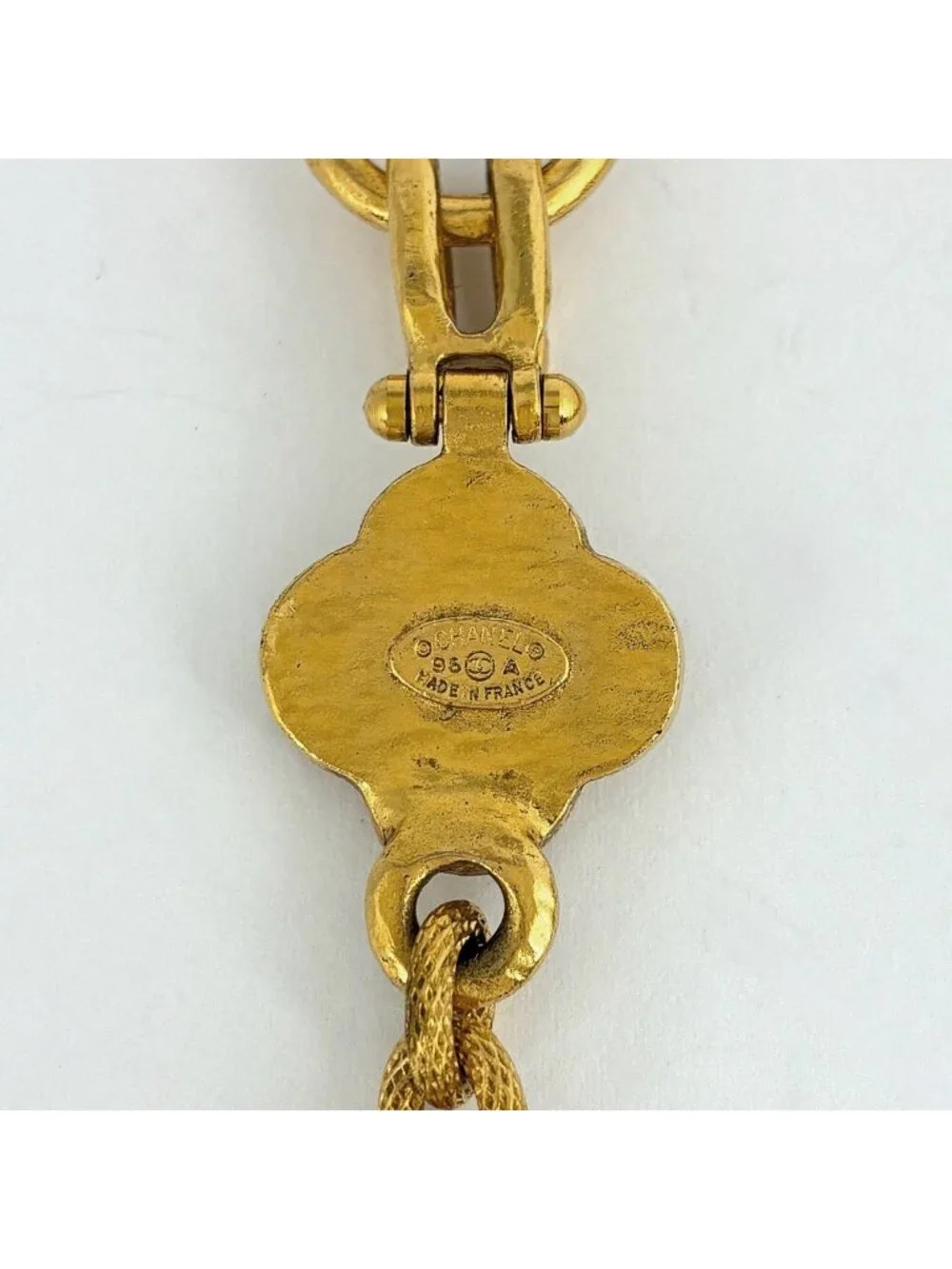 Chanel Necklace CC Logo Clover Color Stone Gold Black